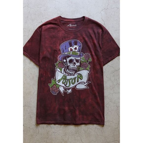 NEW POISON 2017 Tour Dragging The Cat Red Classic Rock Band TShirt sz XL Grunge - Picture 1 of 7